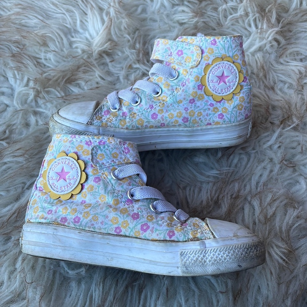 Converse Kids Sneakers - White with Floral Pattern